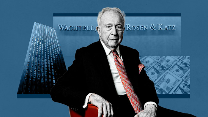 Marty Lipton, Wachtell, Lipton, Rosen and Katz 로고와 달러 지폐를 조합한 이미지